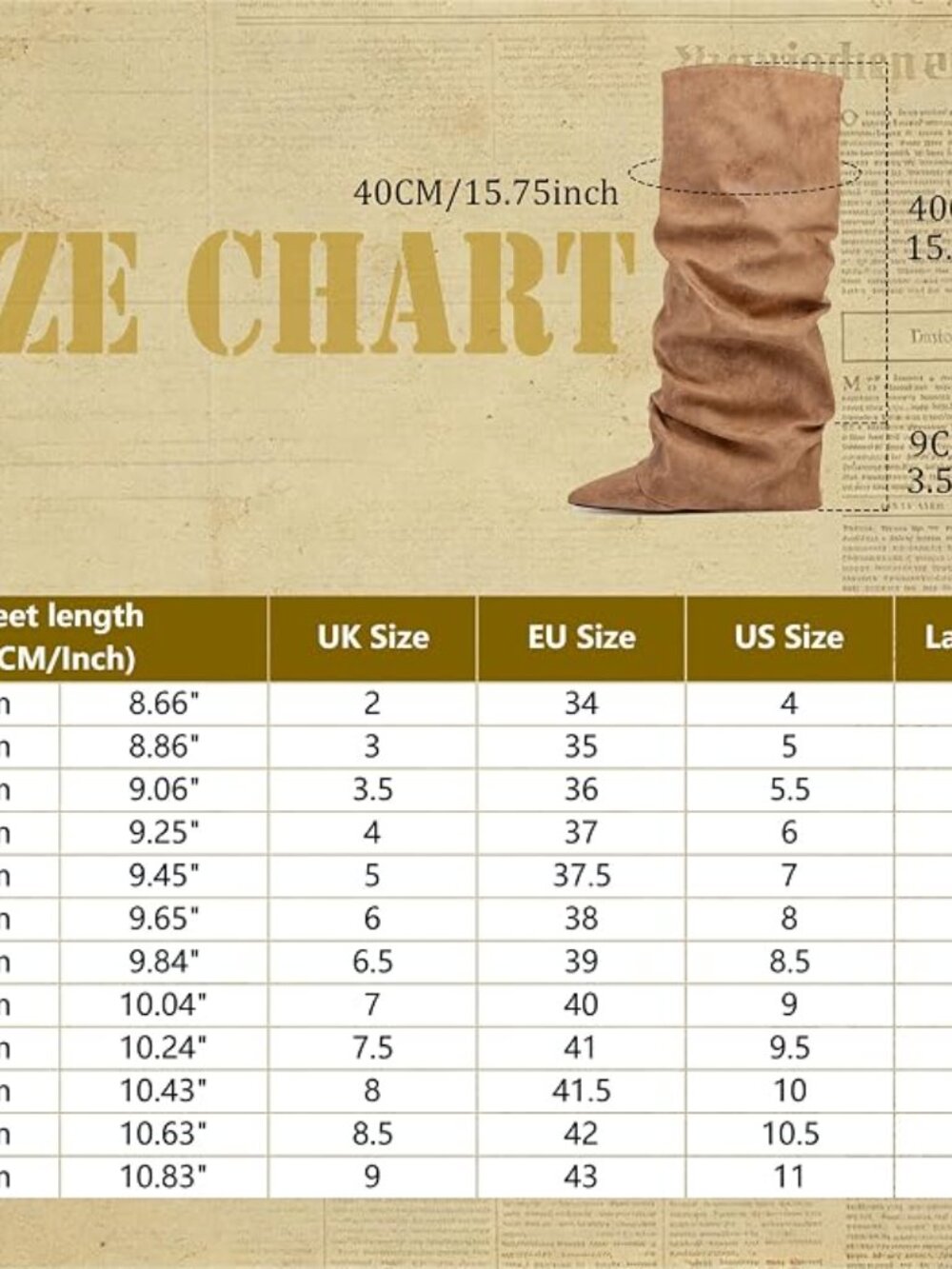Fold Over Slouch Boots Block Heels - Picture 7 of 10